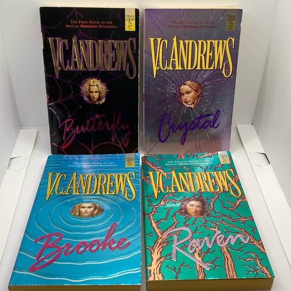 V.C. Andrews 4 Book Bundle Butterfly Crystal Brooke Raven Novels 1998 - Picture 1 of 11